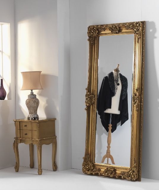 Tall Gold Ornate Leaner Full Length Mirror Finchley This Impressive With Intricate Embossed Deta Floor Interior Tall Gold Ornate Leaner Full Length, Gold Antique Mirror Full Length