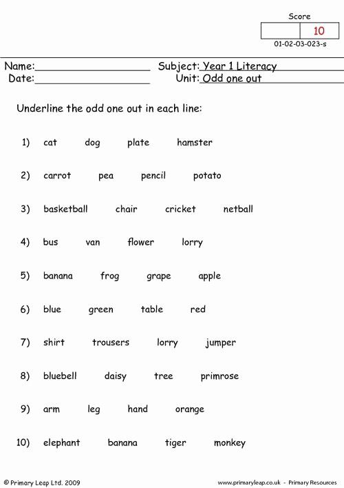 Odd One Out Worksheets for Kids Printable Unique Odd One Out Printable