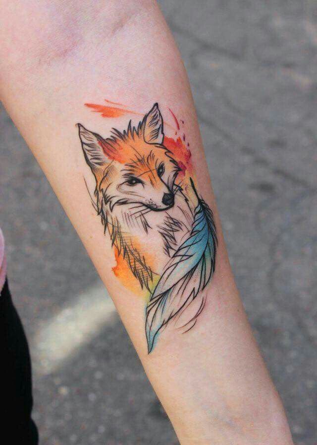 Britta Christiansen Watercolor Fox Tattoo Watercolor Fox
