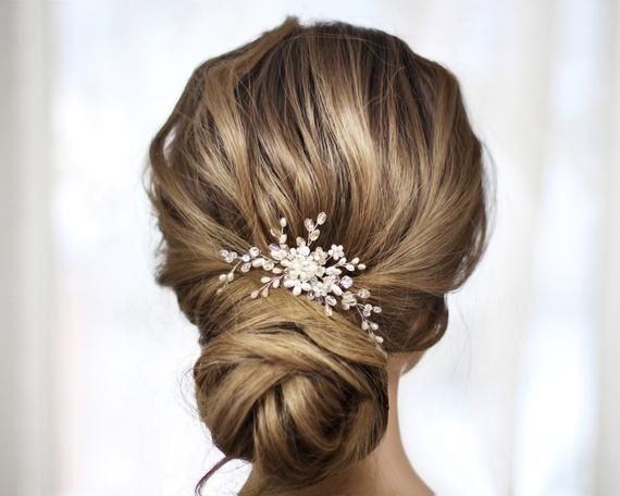 Bridal floral hair pins Wedding coloured hair pins Bridal crystal beads hair pins Bridal hair accessories Bridal white pearl hair pins