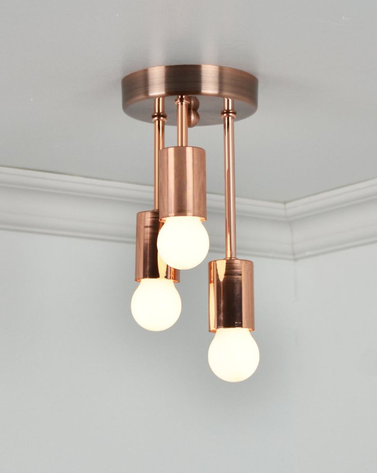 Copper Ceiling Light Triple Flush Mount Three Bulb Lights Brass - Plug In Flush Mount Ceiling Light Copper Ceiling Light Triple Flush Mount Three Bulb Lights Brass - Plug In Flush Mount Ceiling Light
