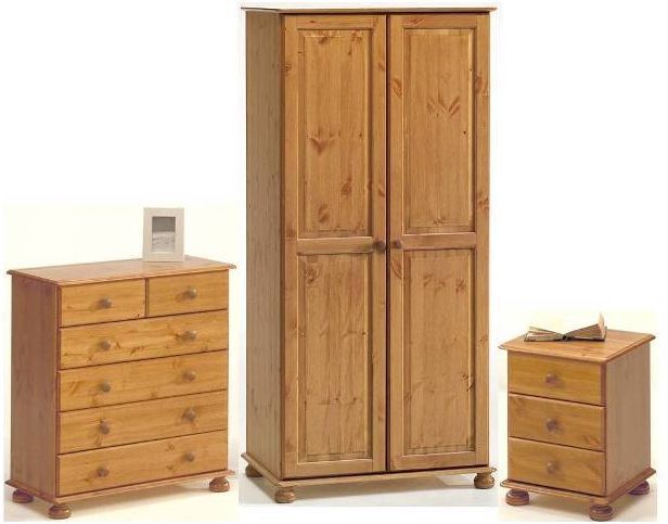 Solid Alder Wood Shaker 2 Door 3 Drawer Wardrobe Armoire In Washington Cherry Finish