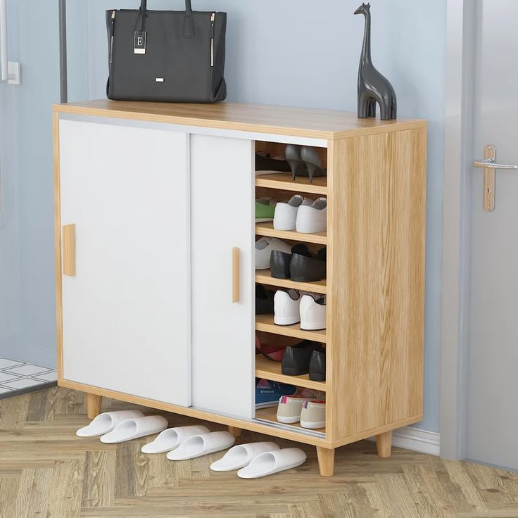 Corrigan Studio Sliding Door Multi Storied 36 Pair Shoe Storage Cabinet Doors Shoe Storage Cabinet, Sliding Door Shoe Cabinet