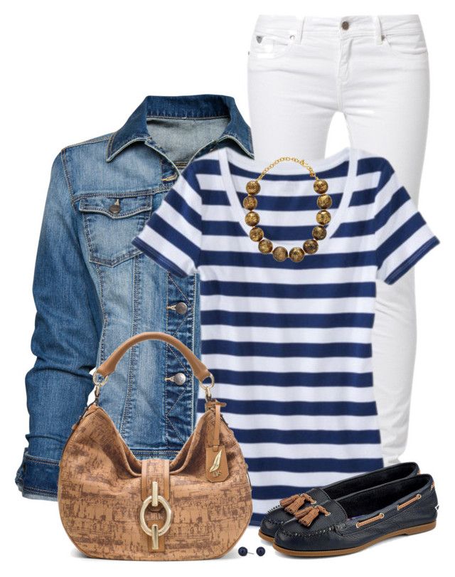 blue and white striped top outfit