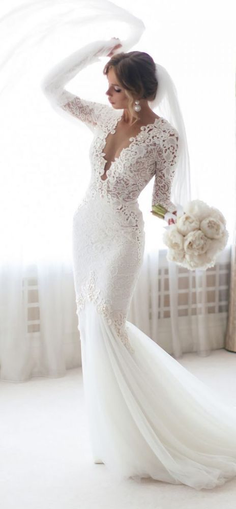 Mermaid Sheer Long Sleeve Lace Wedding Dresses by PrettyLady on Zibbet Mermaid Sheer Long Sleeve Lace Wedding Dresses by PrettyLady on Zibbet