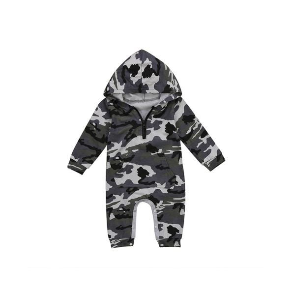 Newborn Baby Boys Clothes Long Sleeve Camouflage Hooded Romper Jumpsuit Outfits