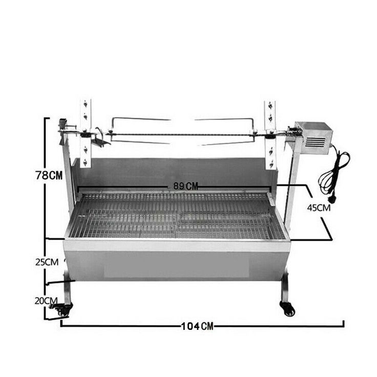 46 Stainless Steel Bbq Chicken Spit Roaster Rotisserie