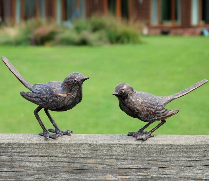 Small Bird Pair Garden Ornaments Animal Sculpture Animal Garden Ornaments, Metal Garden Sculptures Birds