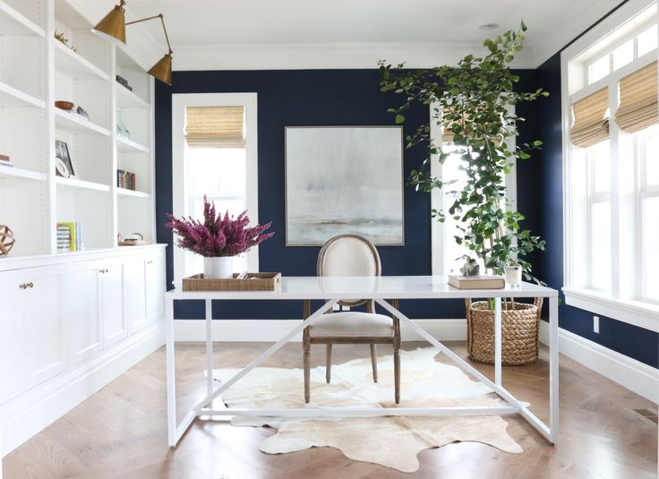124 Best Office Images On Pinterest Cubicles Es And Benjamin Moore Deep Royal Office Via Studio Mcgee