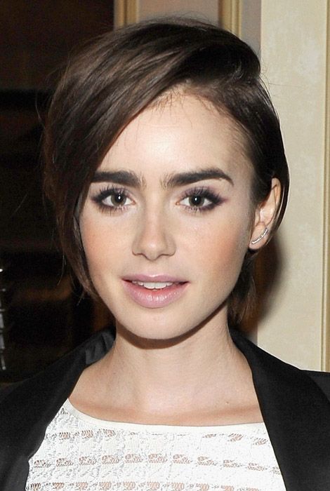 Haircuts to try this weekend: Lily Collins' flipped crop