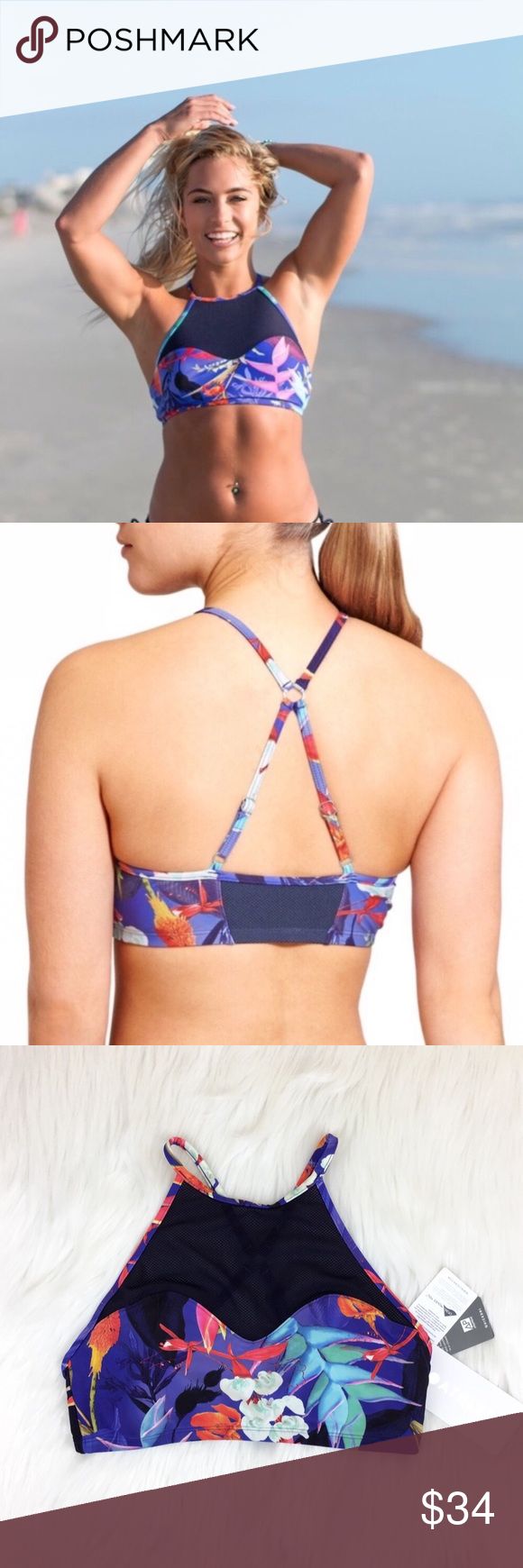 Athleta Floral Lucia Mesh Bikini Top Size Medium Brand New with Tags Athleta Flo...