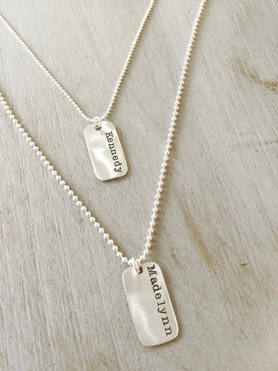 Sterling Silver Custom Small Dog Tag Necklace Necklaces - Small Dog Tag Pendant Necklace Sterling Silver Custom Small Dog Tag Necklace Necklaces - Small Dog Tag Pendant Necklace