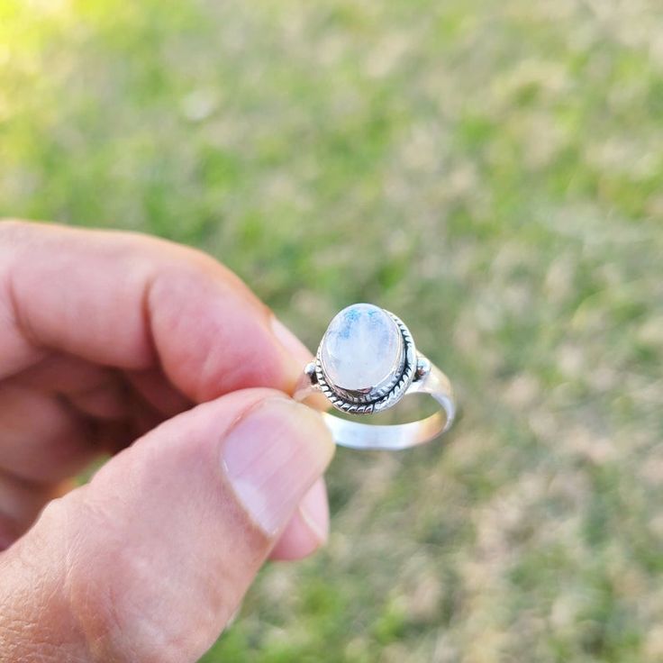 Genuine Ring June Birthstone Statement Ring Natural Rainbow Moonstone Ring 925 Sterling Silver Ring AAA+High Quality Ring Gift for Her