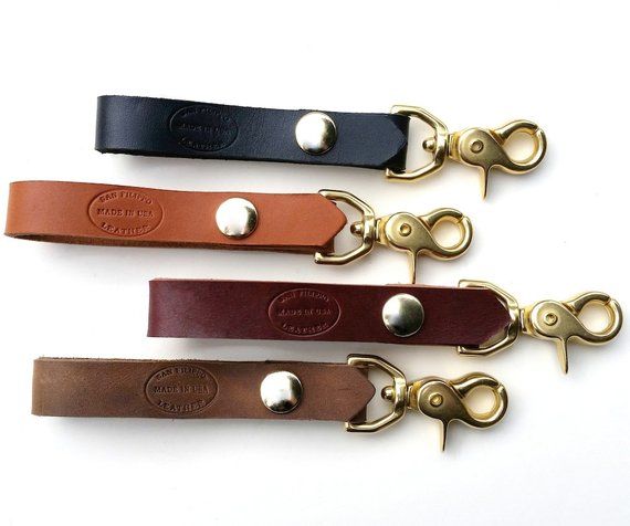 Handcrafted Leather belt loop with heavy chrome trigger-snap.