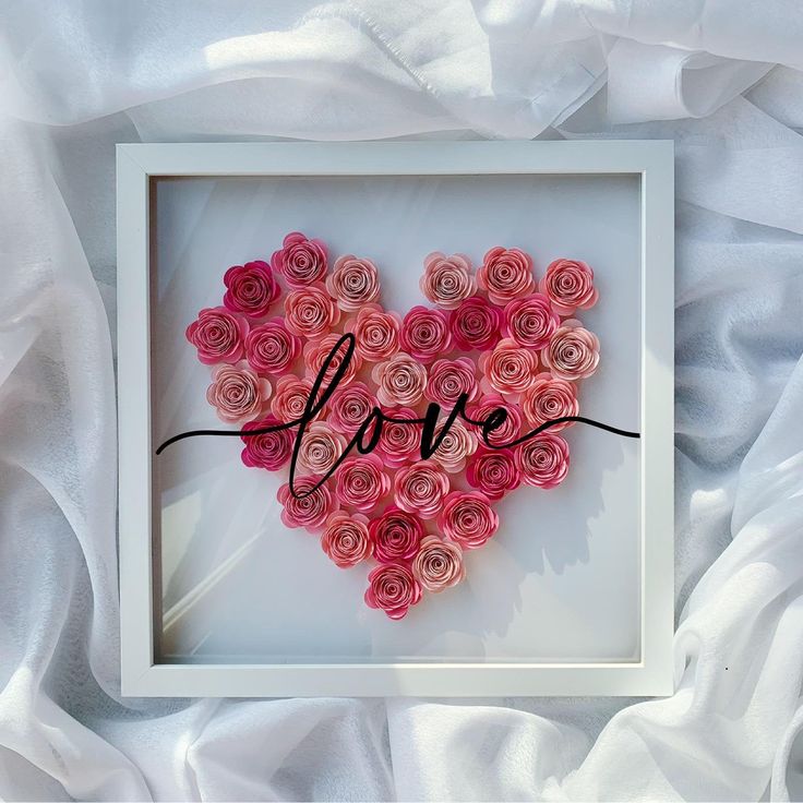Heart Love Personalized Custom Paper Rose Shadow Box Etsy In 2021 Paper Roses Custom Paper Personalized Custom