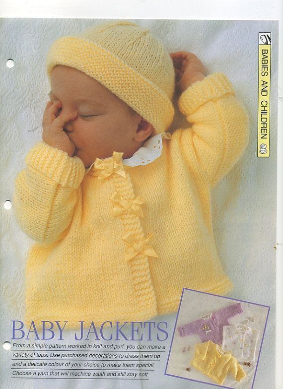 Easy Dolman style baby jacket - worked in one piece, body and sleeves together, ...