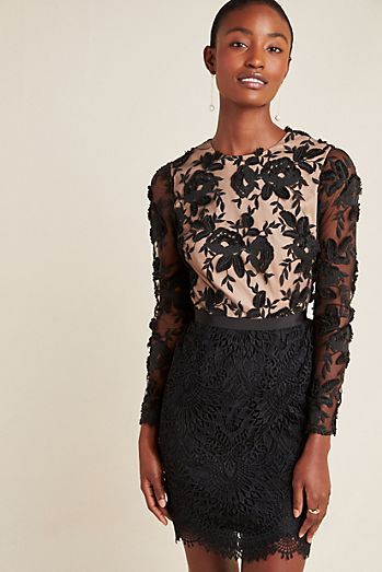 Monique Lhuillier Calypso Lace Dresss | Floral lace maxi dress, Mini dress  fashion, Unique dresses