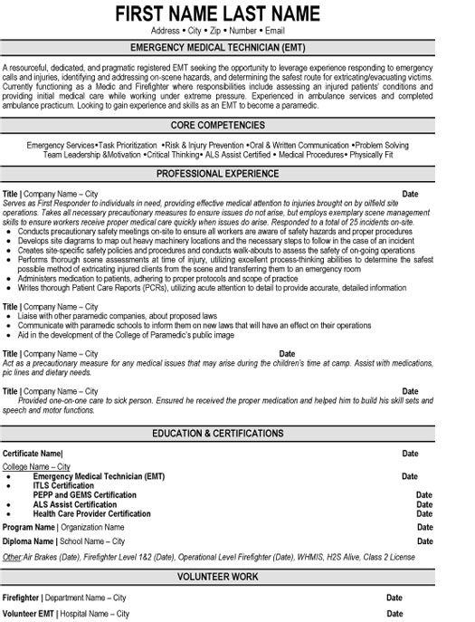 9 Best Best Medical Assistant Resume Templates Sles Images On Pinterest Sle Resume Emergency Technician Resume Template