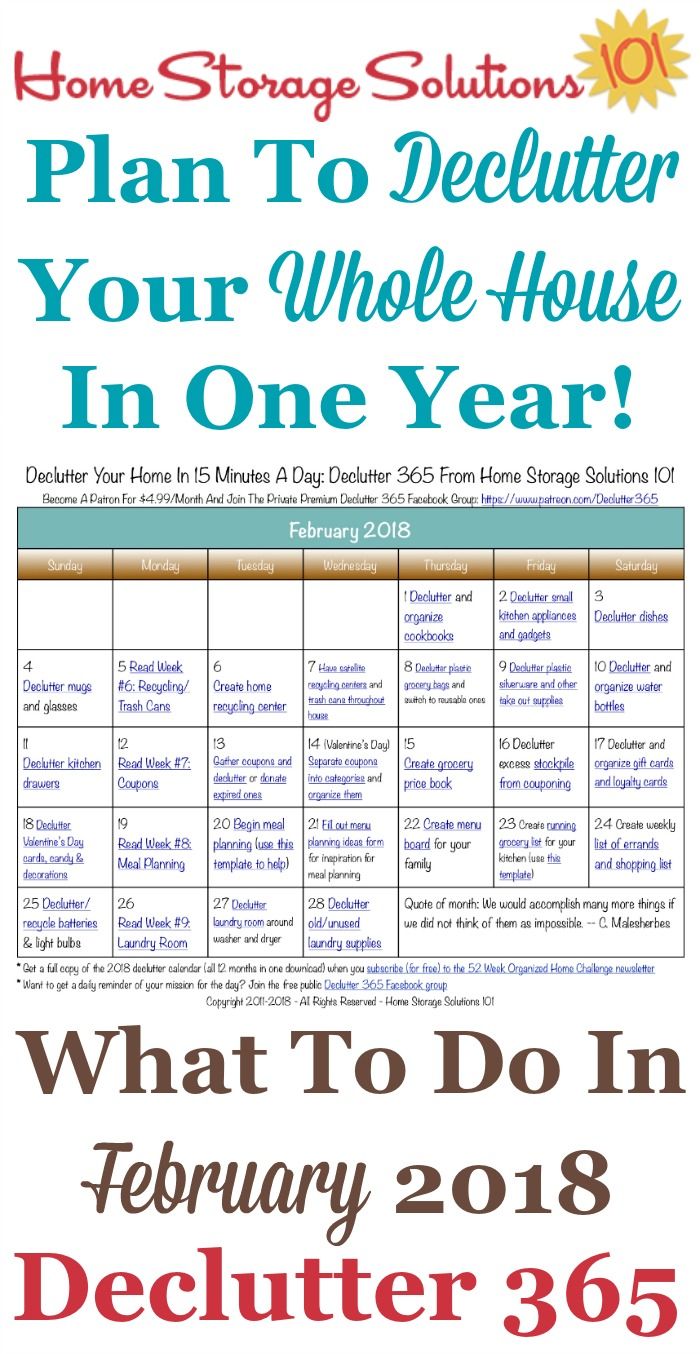 february declutter calendar 15