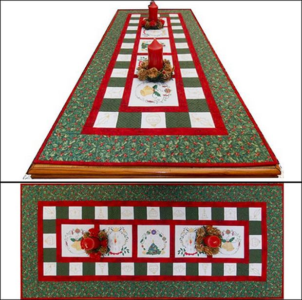 "Festive Christmas Table Runner" includes full color and single color