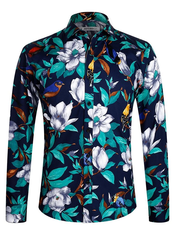 Fashion Mens Luxury Stylish Floral Slim Fit Long Sleeve Dress Shirt Casual Tops Fashion Mens Luxury Stylish Floral Slim Fit Long Sleeve Dress Shirt Casual Tops