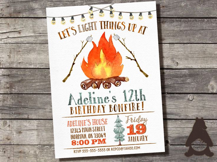 Smore Invitation Smore Birthday Invitation Smore Camp Birthday Bonfire Birthday Invitation Camping Invitation Camp Birthday Invitation