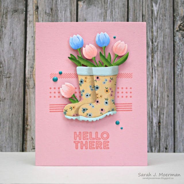Rain Boot Tulips Pre-Made Die Cut Embellishment Scrapbooking Layered Spring