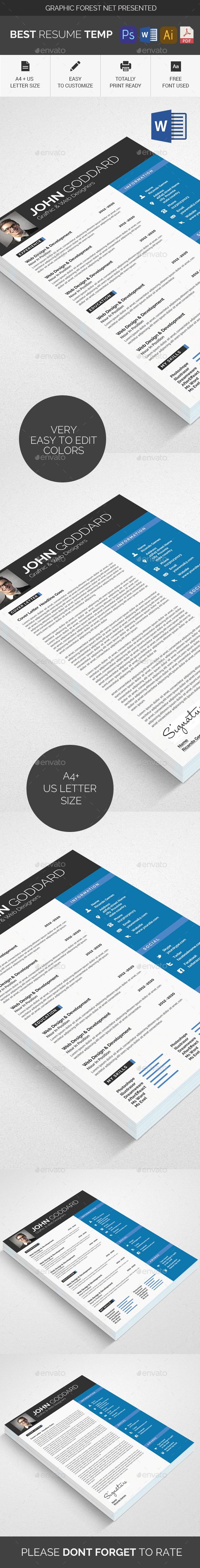 Resume Word #creative resume #cover letter • Download here → https://graphicriver.net/item/resume-word/21220681?ref=pxcr