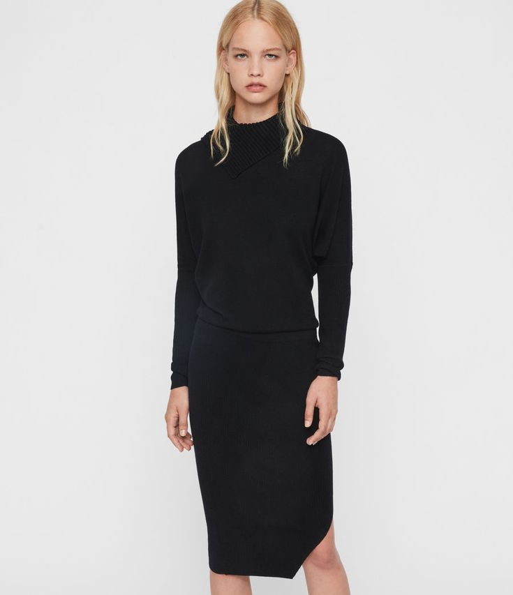 ALLSAINTS US Womens Sofi Dress (black) Casual formal dresses, Roll