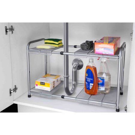 Home Basics 2 Tier Adjustable Cabinet Organizer Walmart Com Kitchen Shelves Organization Kitchen Organization Diy Kitchen Storage Hacks