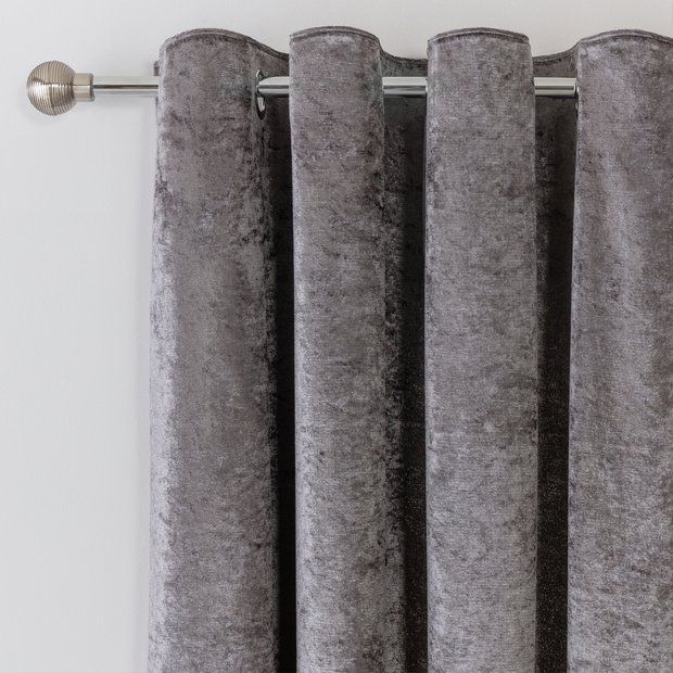 Buy Argos Home Crushed Velvet Lined Eyelet Curtains Charcoal Curtains In 2020 With Images Charcoal Curtains