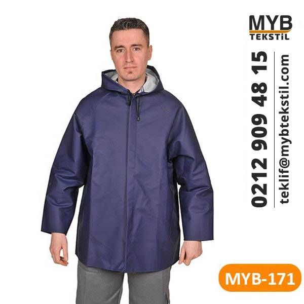 Yagmurluk Pvc Kaplama Lacivert Yagmurluk Kapsonlular Elbise
