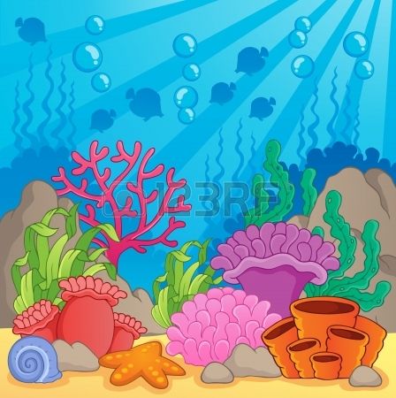 Stock Vector | Coral reef art, Coral reef drawing, Easy drawings