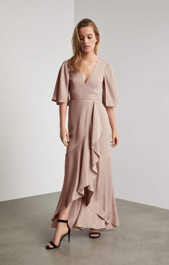 Dark magenta silk maxi wrap dresslong sleeve dressbridesmaid dresssilk evening dresslong dresswedding guest dresswedding dress