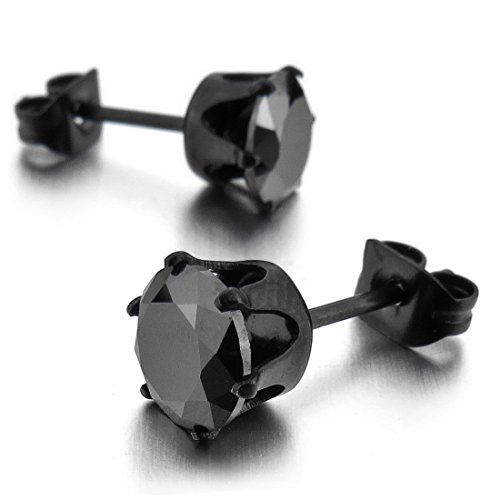 14 Best Boucle Doreille Homme Images On Pinterest Stud Earring Men S Stainless Steel Stud Earrings Cz Black Royal King Crown Round Vintage See