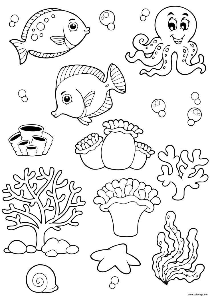 25+ Coloriage Animaux De La Mer Ocean Poissons Enfants Dessin Enfants à