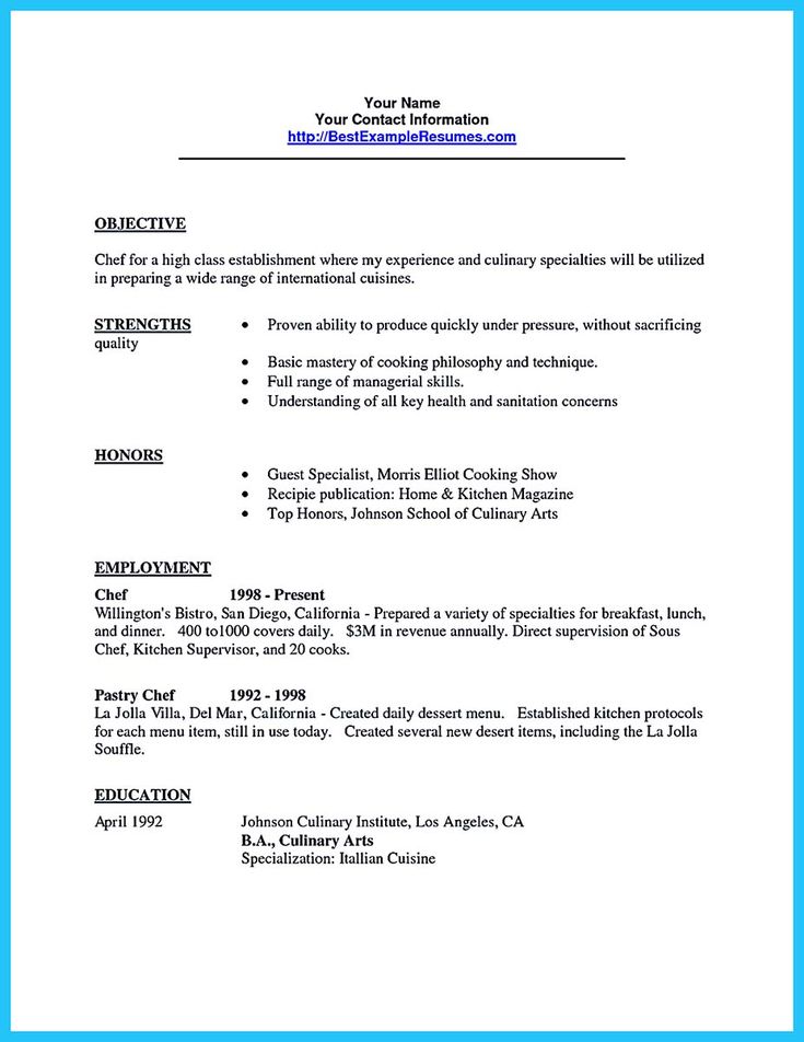 awesome Excellent Culinary Resume Samples to Help You Approved, Check more at http://snefci.org/excellent-culinary-resume-samples-help-approved