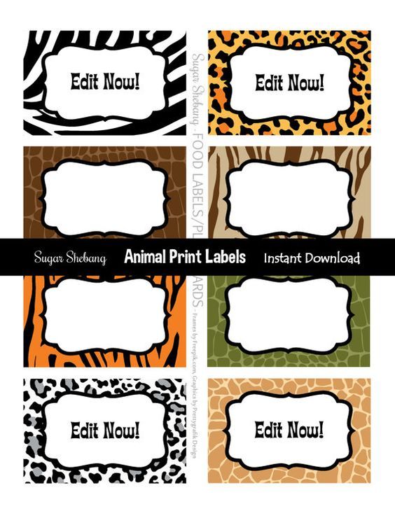 Jungle Party Labels Safari Food Labels Instantly by SugarShebang | Party labels, Jungle party ...