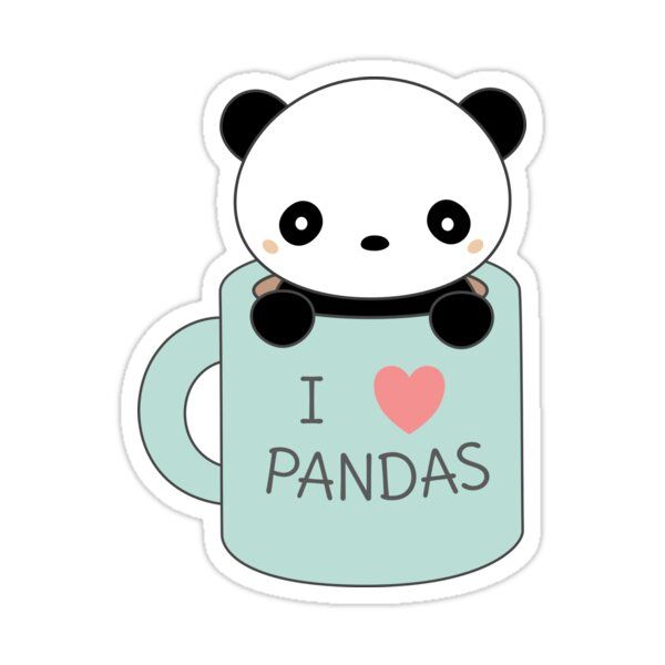 Kawaii Cute I Love Pandas Sticker By Happinessinatee In 2021 Cute Animal Drawings Kawaii Kawaii Panda Cute Cartoon Drawings