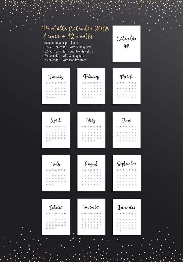 12 month calendar 2018 printable