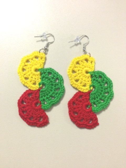 Rasta Jewelry, Colorful Crochet Earrings, Rasta Clothing, Rastafarian, Black Girl Magic, Natu...