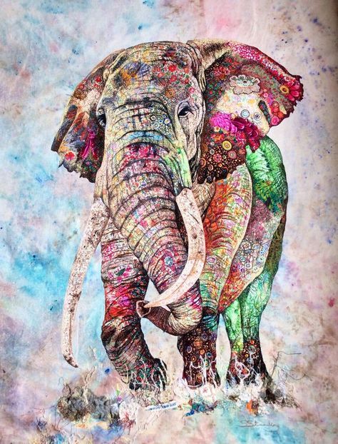image result for tribal watercolor collage boho elephant