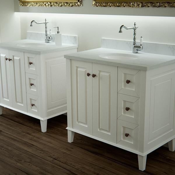 Turner Hastings Coventry 900 Vanity With White Marble Top Colonial Style Bathroom The Blue Space Black Splashback Hampton Bathrooms Turner Hastings Coventry 900 Vanity, Hamptons Style Bathroom Vanity Units