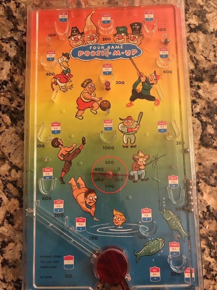Vintage 4 Game Poosh M Up Pinball Put &amp; Take, Baseball