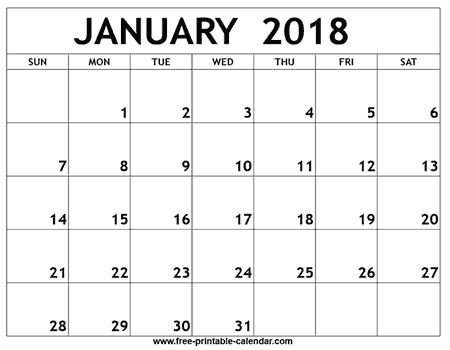january 2018 calendar events