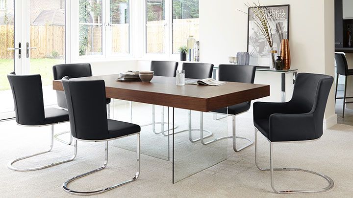 Aria White Oak And Glass Square Dining Table Square Dining Room