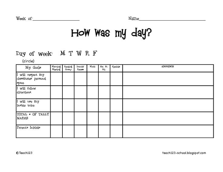 individual behavior charts with a few students who need a behavior chart for school