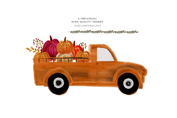 Fall Pumpkin Truck Clipart Autumn Pick Up Truck Carries Pumpkin Silhouette SVG DXF Cut File Clipart Clip Art