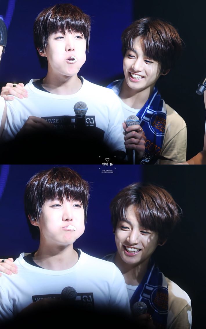 JHOPE with birthday cake and a really satisfied JUNGKOOK lol | Bts, J