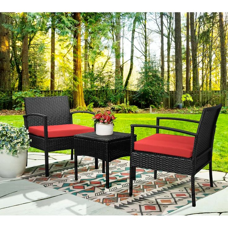 Square 2 Person 15 75 Long Bistro Set With Cushions Conversation Patio Seating Groups Bistro Set With Cushions, Two Person Patio Set